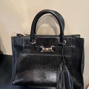 Anne Klein Shiny Black Satchel